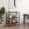 thumbnail image 4 of Gymax 3-Tier Folding Shelf Free DIY Design Shelving Unit w/ 4 Universal Wheels Kitchen, 4 of 10