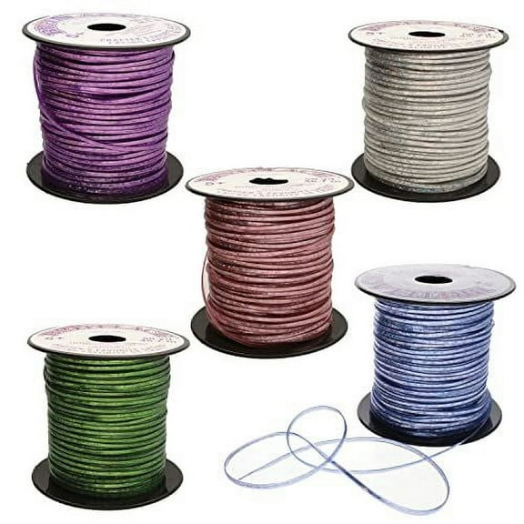 The Beadsmith Rexlace Flat Plastic Lacing – Latex Free, Non-Toxic – Holographic Color Mix – 5 Assorted Colors – 3/32" W x 1/32" D, 50 Yard Spools– Used to Create Jewelry and Arts & Crafts Projects