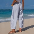 thumbnail image 3 of VV AVEORS Womens Summer Striped Barrel Cropped Pants Comfy Drawstring Capri Pant With Pockets Beach Vacation Lounge Trousers Dark Blue XL, 3 of 7