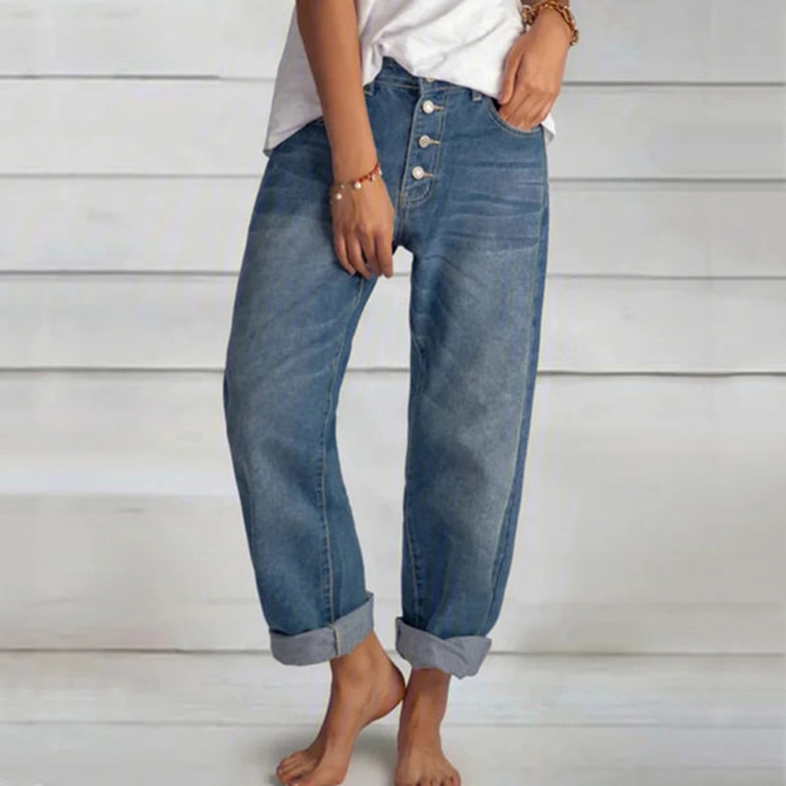 Zpanxa High Waisted Straight Leg Jeans 90s Retro Wide Leg Denim