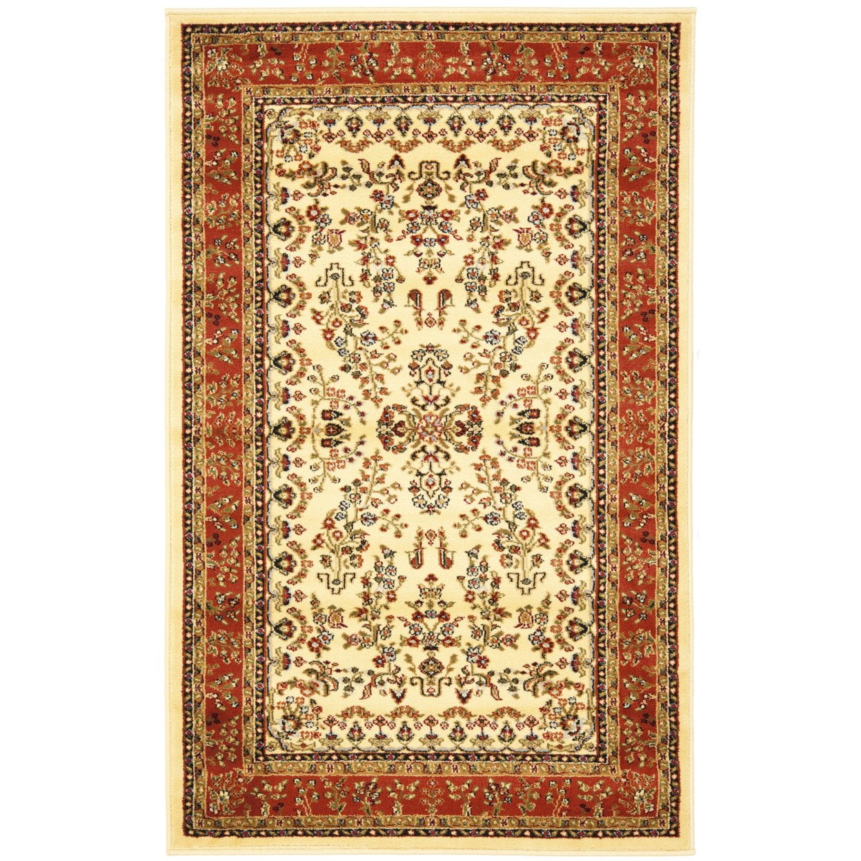 SAFAVIEH Lyndhurst Isadora Traditional Bordered Area Rug, Ivory/Rust, 8' x 8' Round