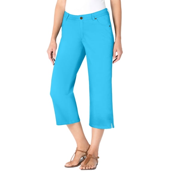 Woman Within Plus Size Stretch Denim Five-Pocket Capri Jeans