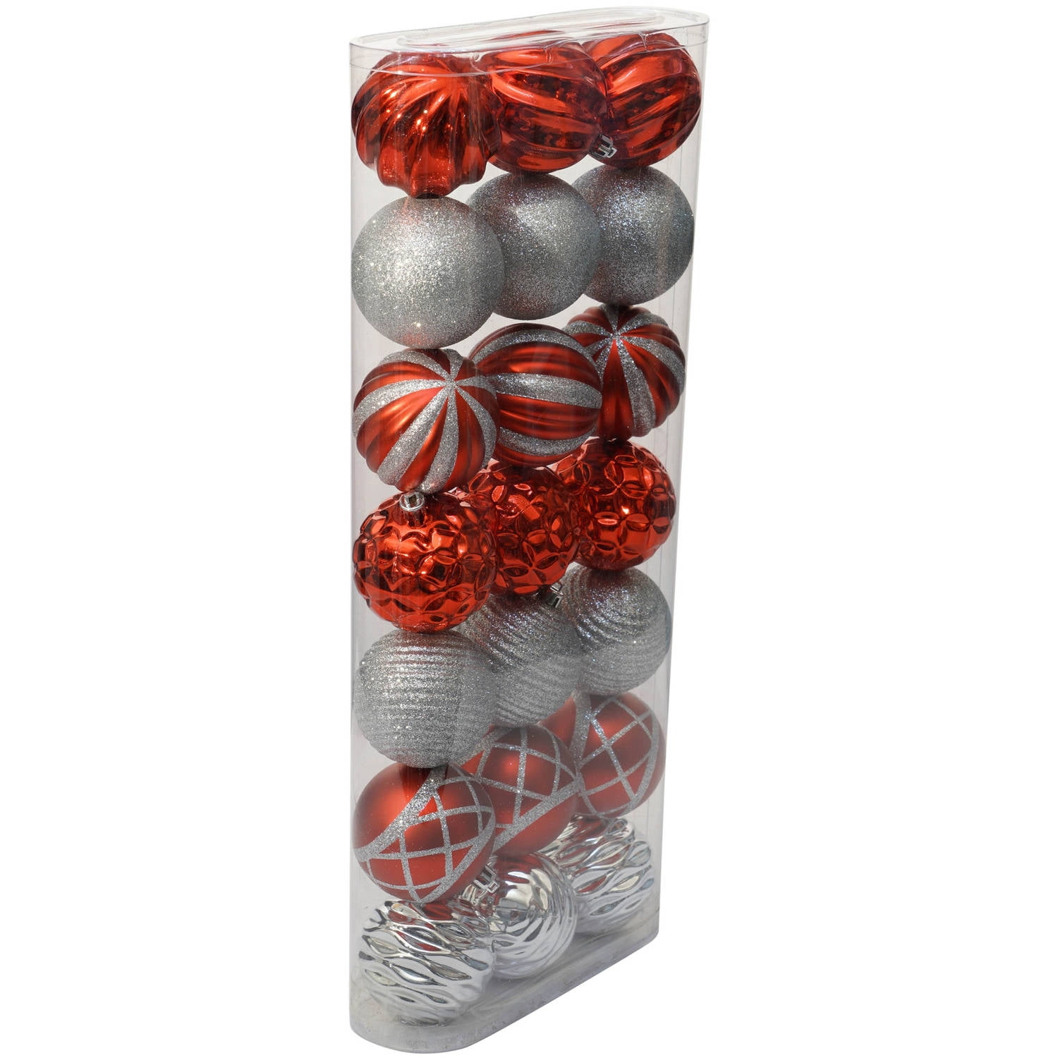 Holiday Time Christmas Ornaments Traditional 70mm Shatterproof, Set of 21, Blue / Silver