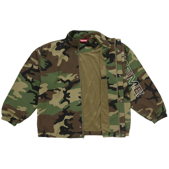 Supreme Men's Spellout Embroidered Ripstop Track Jacket Woodland Camo, from StockX