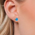 thumbnail image 3 of Gem Stone King 18K Yellow Gold Plated Silver Blue Simulated Opal Stud Earrings for Women Men (0.60 Cttw, Gemstone October Birthstone, Round Cabochon 6MM), 3 of 6