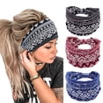 thumbnail image 1 of Bohend Diademas Anchas con Botones Boho para Mujer Paquete de 3 Diademas Anudadas Negras Bandeau con Estampado de Moda Diadema de Algodón Elástica de Viaje Accesorios Deportivos para el Cabello de Pol, 1 of 5