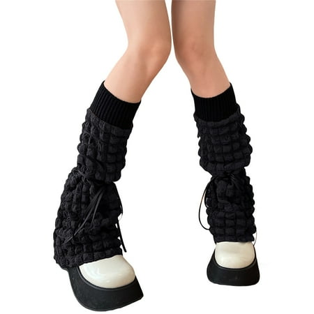 

Huakaishijie Womens Lolita Knit Long Socks Leg Warmers Aesthetic Boot Cuffs Cover Winter Ankle Heap Sock