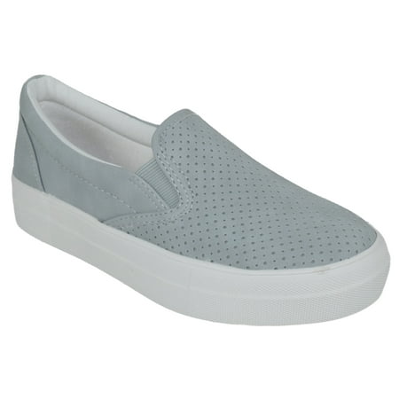

Soda Flat Women Shoes Slip On Loafers Casual Sneakers Memory Foam Insoles Hidden Platform / Flatform Round Toe Croft-G Light Blue 6