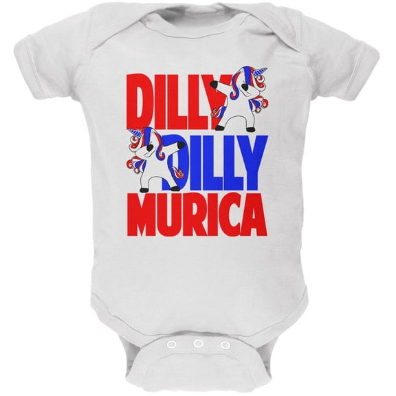 4th of July Dilly Dilly Murica Dabbing Unicorn Soft Baby One Piece White 9-12 M