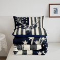 thumbnail image 5 of Manfei Wild Animal Full Size Comforter Sets,Retro American Flag Bedding Comforter Set,Black White,Navy Blue Reversible,3-Piece,1 Comforter and 2 Pillowcases, 5 of 7