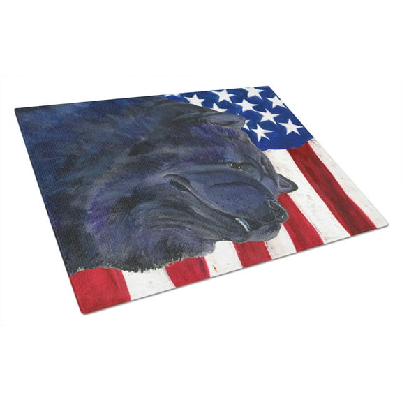 Caroline's Treasures Flag with Chow Chow Glass Cutting Board Large