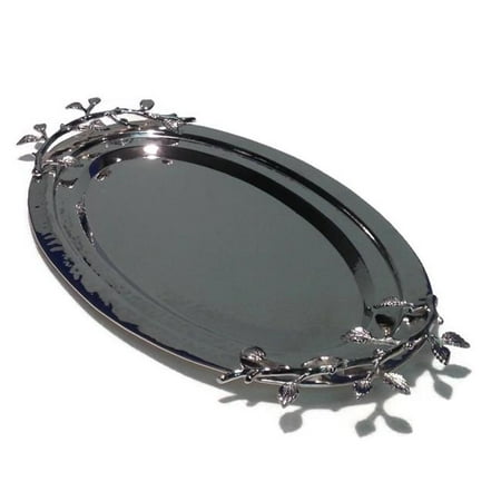 

Jiallo 70137 Sparkle Silver Leaf Oval Tray