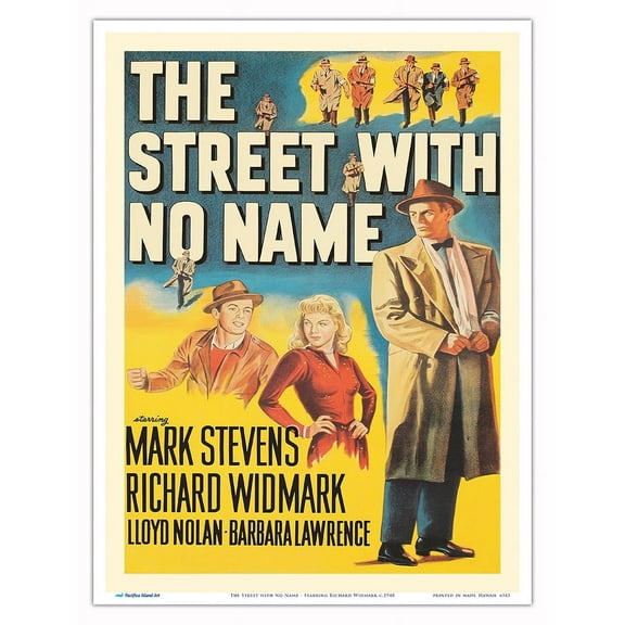 The Street with No Name - Starring Richard Widmark - Vintage Film Noir Movie Poster c.1948 - Master Art Print (Unframed) 9in x 12in