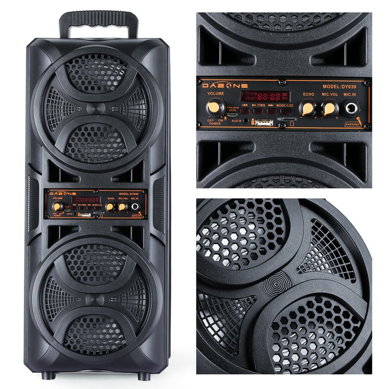 3000W TWS Bluetooth Speaker with FM Radio, Dual 6.5'' Sub Woofer