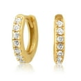 thumbnail image 7 of 18K Yellow Gold Plated Sterling Silver with White CZ Huggie Earrings for Women, 7 of 7