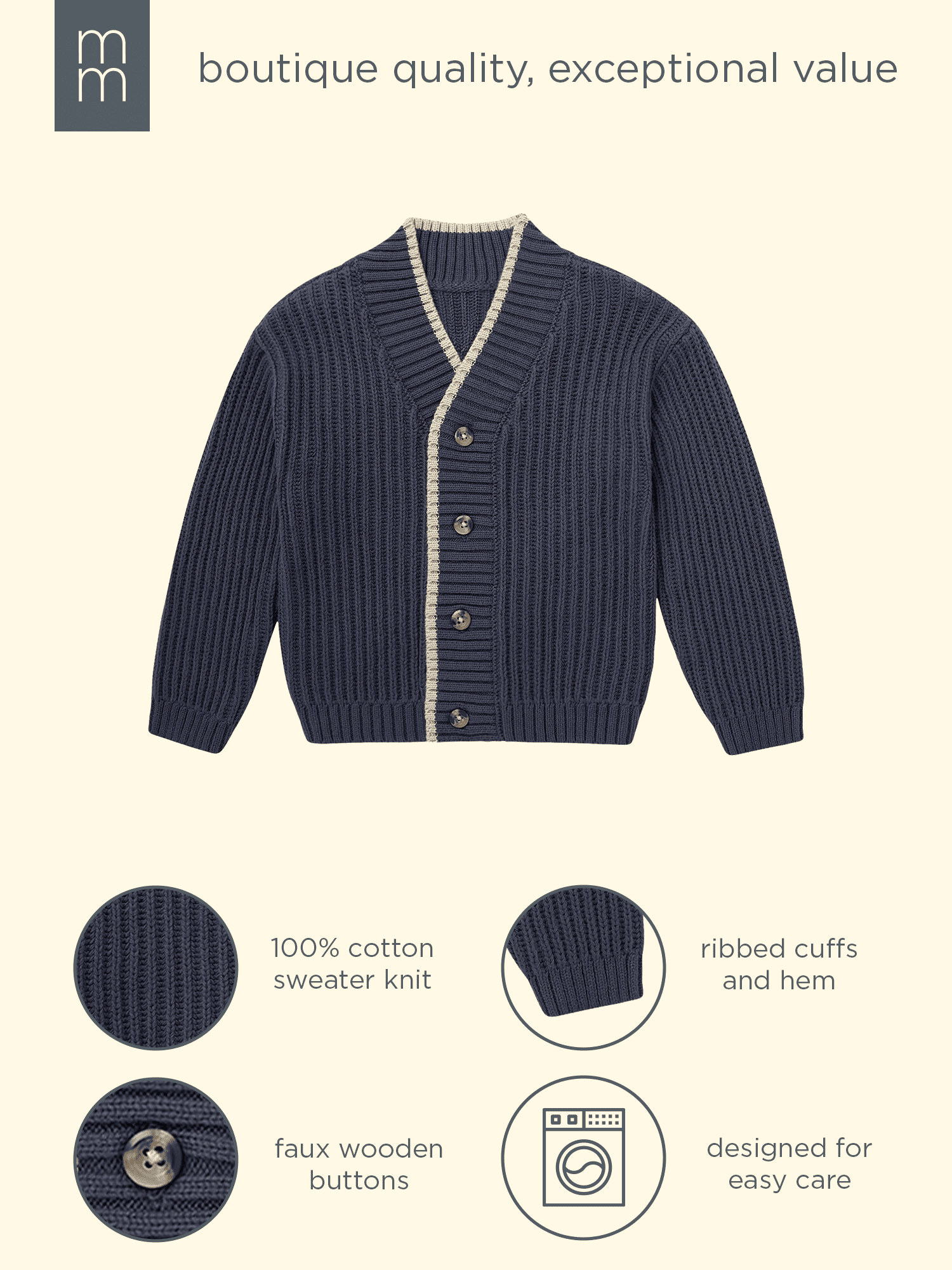 Modern Moments by Gerber Toddler Boy Sweater Knit Shawl Cardigan, Sizes 12 Months - 5T