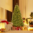 thumbnail image 1 of Gymax 8FT Pre-Lit Christmas Tree Hinged Artificial Tree w/ Metal Stand LED Lights, 1 of 10