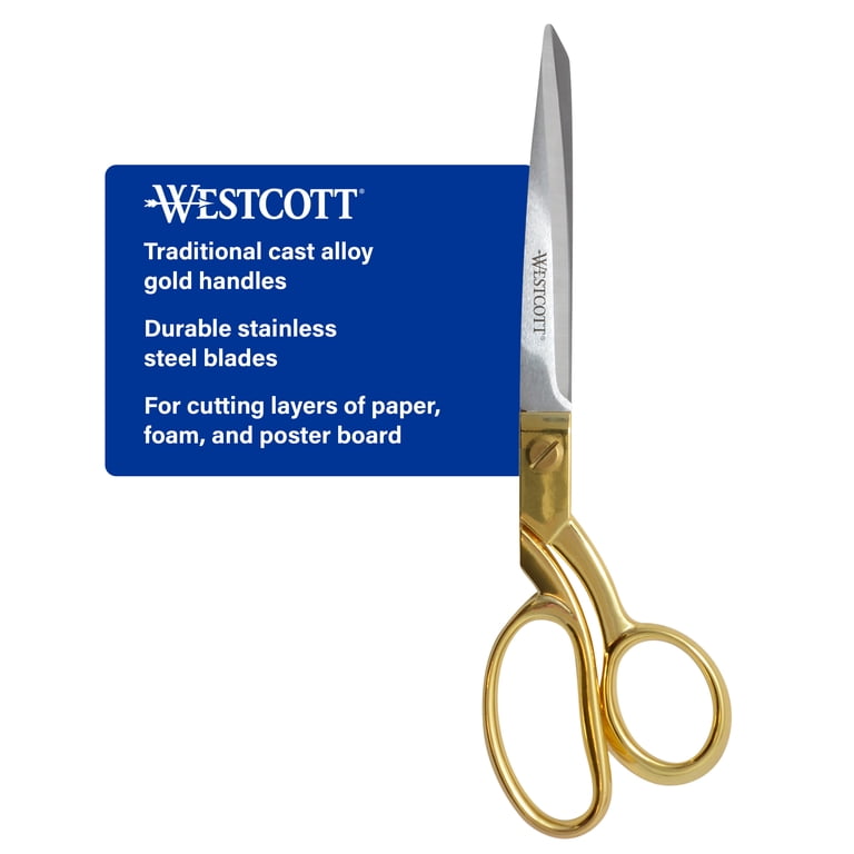 Westcott 9 Inch Bent Stainless Steel Fabric Scissors with Gold