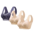 thumbnail image 2 of 3pc Womens Bras Comfortable V Mesh Full Coverage Bralette Supportive No Underwire Tshirt Everyday Bra, 2 of 7