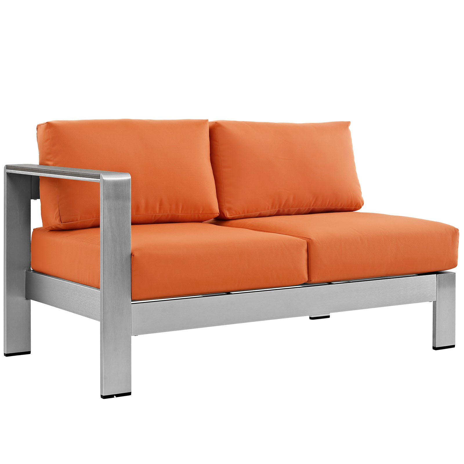 Modway Shore 7 Piece Outdoor Patio Aluminum Sectional Sofa Set in Silver Orange - image 3 of 8
