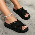thumbnail image 2 of Women Espadrilles Platforms Sandals Wedge Canvas Open Toe Slippers Vintage Heel Solid Color on Summer Dress Comfortable Trendy Breathable Non Vacation Walking Shoes, 2 of 8