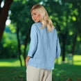 thumbnail image 7 of Kaemgyyd Womens Tops 3/4 Length Sleeve Scoop Neck Solid Color Shirts Linen Casual Loose Fit High Low Beach Blouses Fall Outfit, 7 of 7