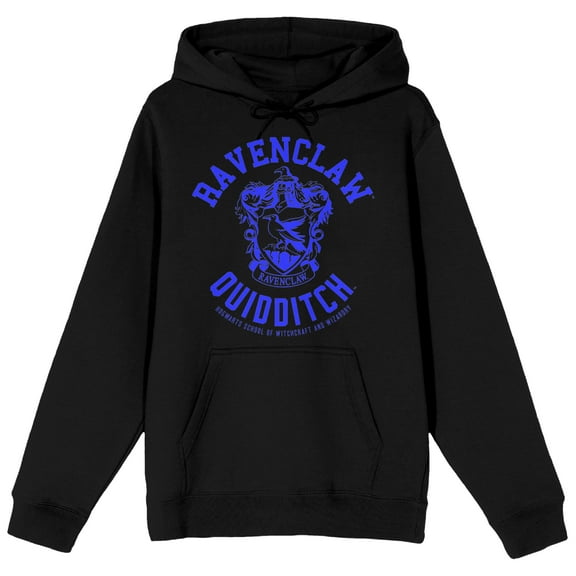 Harry Potter Ravenclaw Quidditch Crest Long Sleeve Black Adult Hooded Sweatshirt-XL