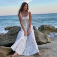 thumbnail image 4 of Vestidos de algodón blanco para mujer, vestidos largos sin mangas, vestidos de playa para vacaciones, 4 of 5