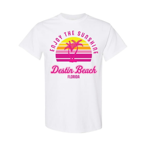 Inktastic Summer Enjoy the Sunshine Destin Beach Florida in Pink T-Shirt