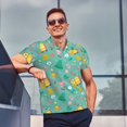 thumbnail image 3 of Kdxio Happy Summer Print Men's Short Sleeve Polo Shirt,Midweight Men's Shirt, 3 of 6