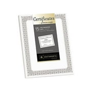 Southworth CTP1W Premium Certificates, White, Fleur Silver Foil Border, 66 lb, 8.5 x 11, 15/Pack