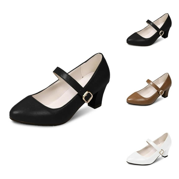 Women's Mary Jane Shoes Square Heel Closed Toe On Dress Shoes Wedding Party Back to School Pump Shoes For Casual Outings Festival Comfortable Buckle Strap