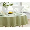thumbnail image 4 of Newbridge Provence Lattice Cutwork Solid Color Textured Fabric Tablecloth, 60 x 84 Inch Oval, Sage Green, 4 of 9