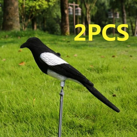 2x Flocked Decoy Crow Magpie Bird Bait Hunting Trap Shooting Target Hunting