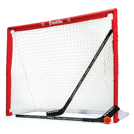 Franklin Sports NHL Youth Street Hockey Set - (2) Kids Junior Hockey Sticks, PVC Goal + Roller Hockey Ball Included - Indoor + Outdoor Net - 46"