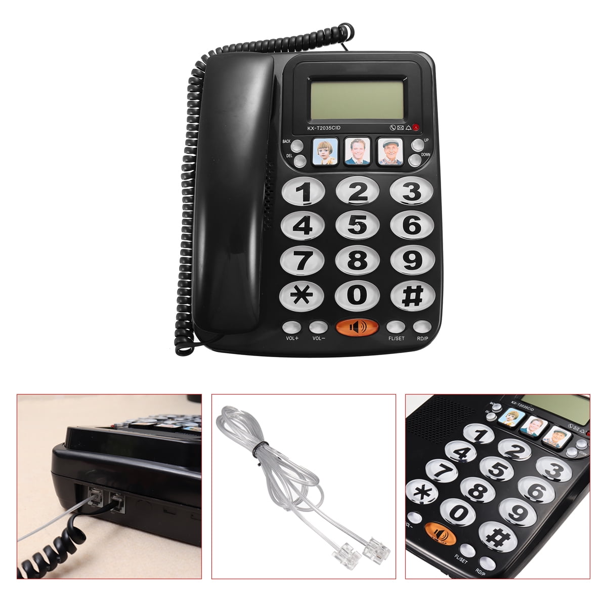 Corded Phone Big Button Landline Caller ID Desktop Home Telephone Desk