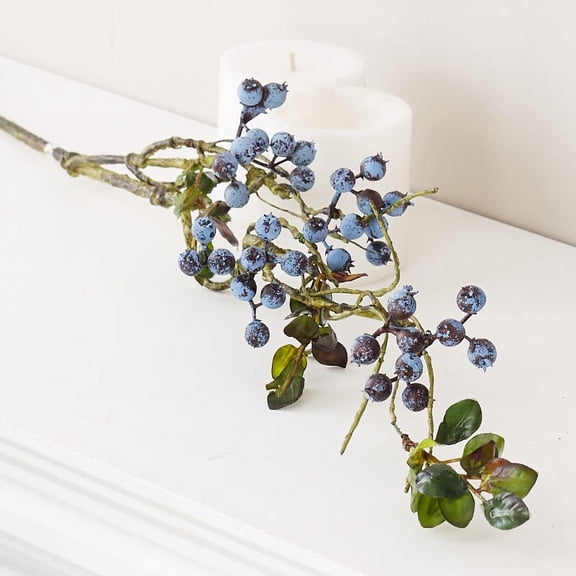 Factory Direct Craft Artificial Blueberry Sprays, Decorative Berry Stems for Crafts and Floral Arrangements, 2-Pack