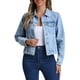 thumbnail image 1 of Chaqueta de mezclilla INSPIRE CHIC para mujer, casual, con cuello, de manga larga, abotonada S azul claro, 1 of 6