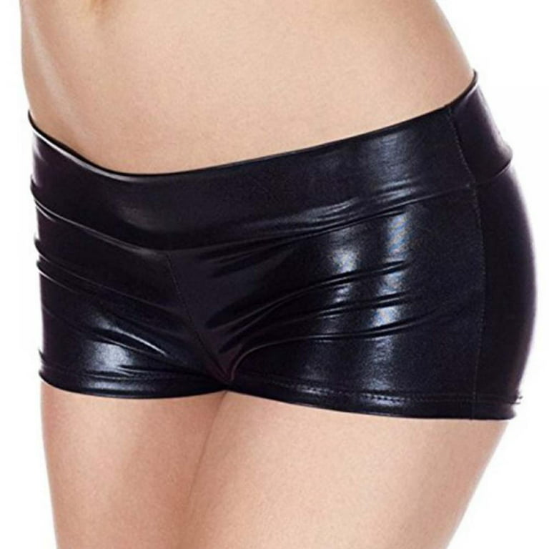 Best Deal for Mufeng Women's Metallic Booty Shorts High Cut Zipper Up