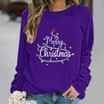 thumbnail image 6 of fheaev Christmas Sweatshirts for Women Round Neck Long Sleeve Glitter Patch Merry Christmas Letter Print Sweater Embroidered Xmas Holiday Party Pullover Tunic Top Blouse, 6 of 6