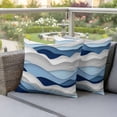 thumbnail image 3 of Outdoor Pillow Covers Ocean Blue Gradient Water Ripples Waterproof Pillow Cases 16x16 Set of 2, Coastal Nautical Theme Throw Pillow Cover Pillowcase for Patio Balcony Couch Garden, 3 of 9