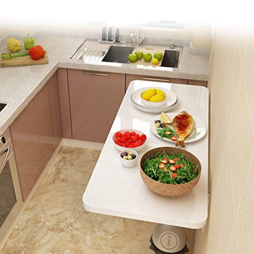 Deevin Wall Folding Table for Laundry Room, Wall Mounted Workbench Drop Leaf Table, Dining Table Desk, Wall Mounted bar Tables,Study Table, Multi Size
