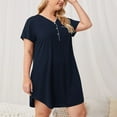 thumbnail image 4 of Wyongtao Womens Nightgown Plus Size Short Sleeve Sleep Dress with Pockets for Sleeping Nightgown Soft Nightdress,Navy XXXXL, 4 of 6