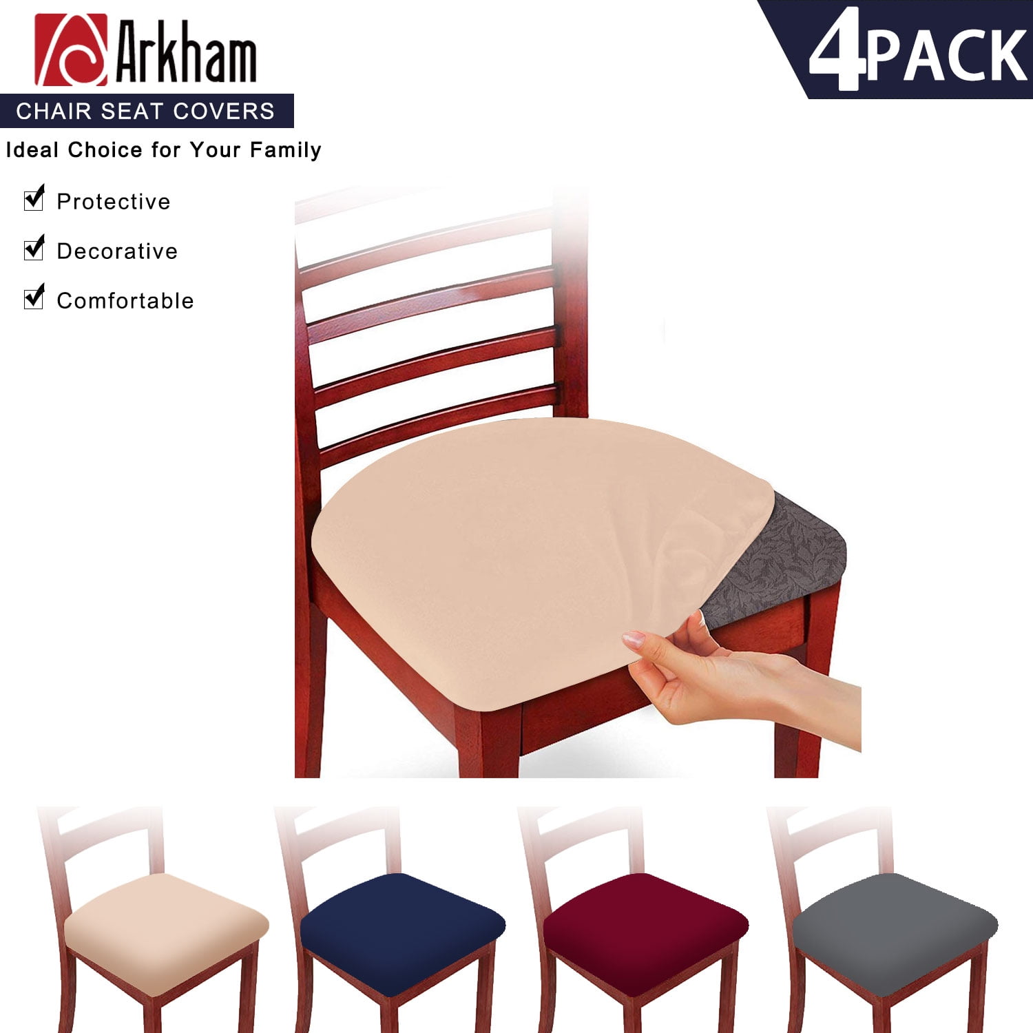 Set of 4 Stretch Dining Chair Cover Slipcover Removable Seat Chair Protector New 