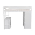 thumbnail image 4 of Twin Wood Loft Bed with Wardrobes and 2-Drawer Desk with Cabinet, Loft Twin Bed with Desk for Teenagers, Multiple Functions Bed, Easy to Assemble (White), 4 of 9