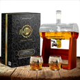 thumbnail image 3 of NutriChef Home Bar Glass Barrel Whiskey Carafe Alcohol Decanter Set (2 Pack), 3 of 9