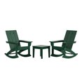 thumbnail image 2 of WestinTrends Ashore 3 Piece Patio Rocking Chair Set, All Weather Poly Lumber Adirondack Rocker Bistro Set Porch Patio Chairs Set of 2 with Large Side Table, Dark Green, 2 of 11