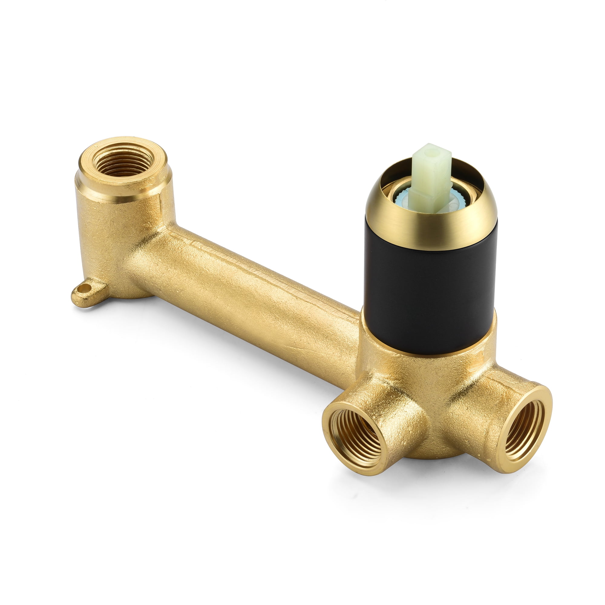 SUMERAIN Wall Mount Bathroom Faucet Black and Gold Wall Mount Faucet for Bathroom Sink, with Two Handles and Rough in Valve