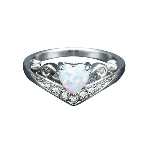 Jiyugala Oval, Diamond & Opal Fashion Ring, Silver, 0.682"