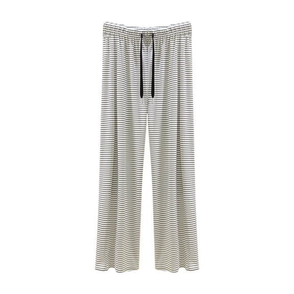 HongQid Women's Drawstring Fleece Pajama Pants Wide Leg Casual Comfy Sleepwear for Lounge and Yoga Striped Pants